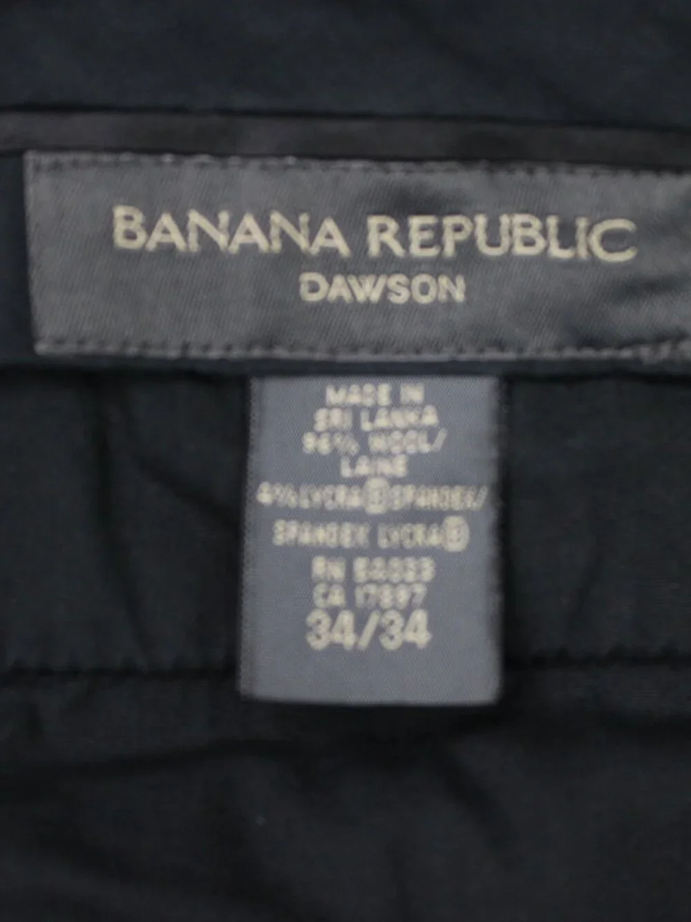 Banana Republic Pants Mens 34x34 Black Dawson Flat Front Wool Stretch Straight